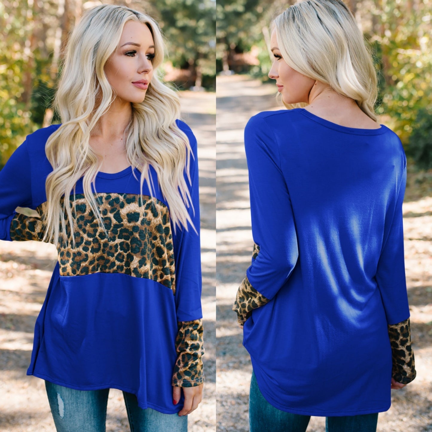 Spring and Autumn New Women's Tops Leopard Print Long Sleeve T-Shirt