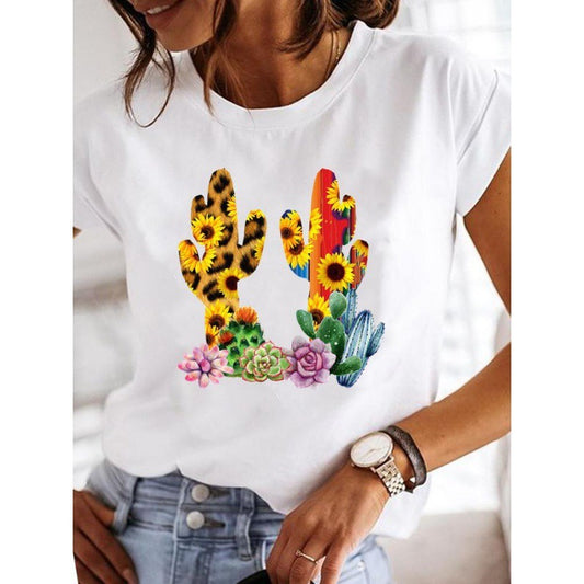 Women's love t-shirt printing Harajuku style short kawaii loose European and American short-sleeved T-shirt women