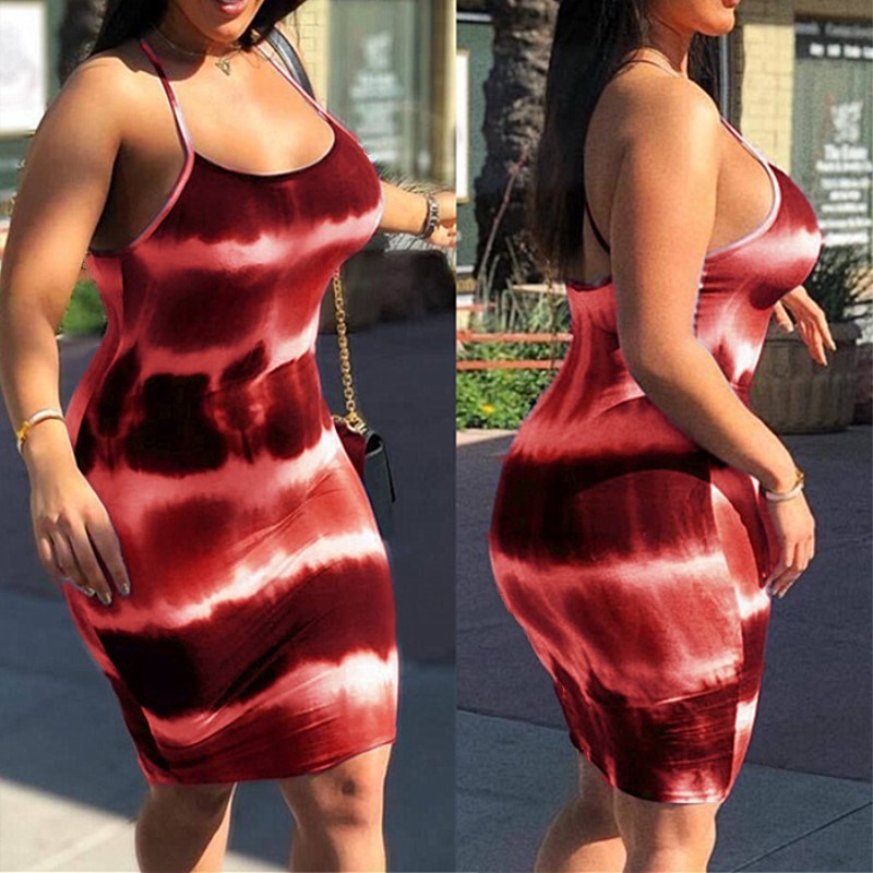 Summer Women's Tie Dyed Round Neck Strap Dress