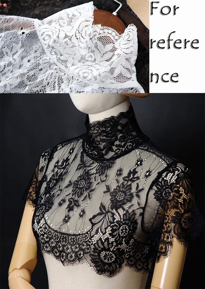 Ladies Elegant Lace Short Sleeve Turtleneck Half False Collar Detachable Blouse Collar White