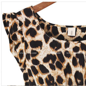 Nightclub Sexy Leopard Dress Sleeveless Round Neck Leopard Skirt