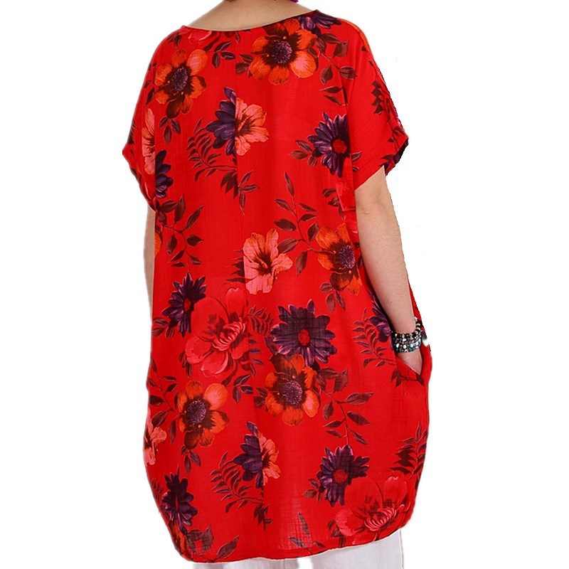 European and American women's fashion new flower print short-sleeved dress