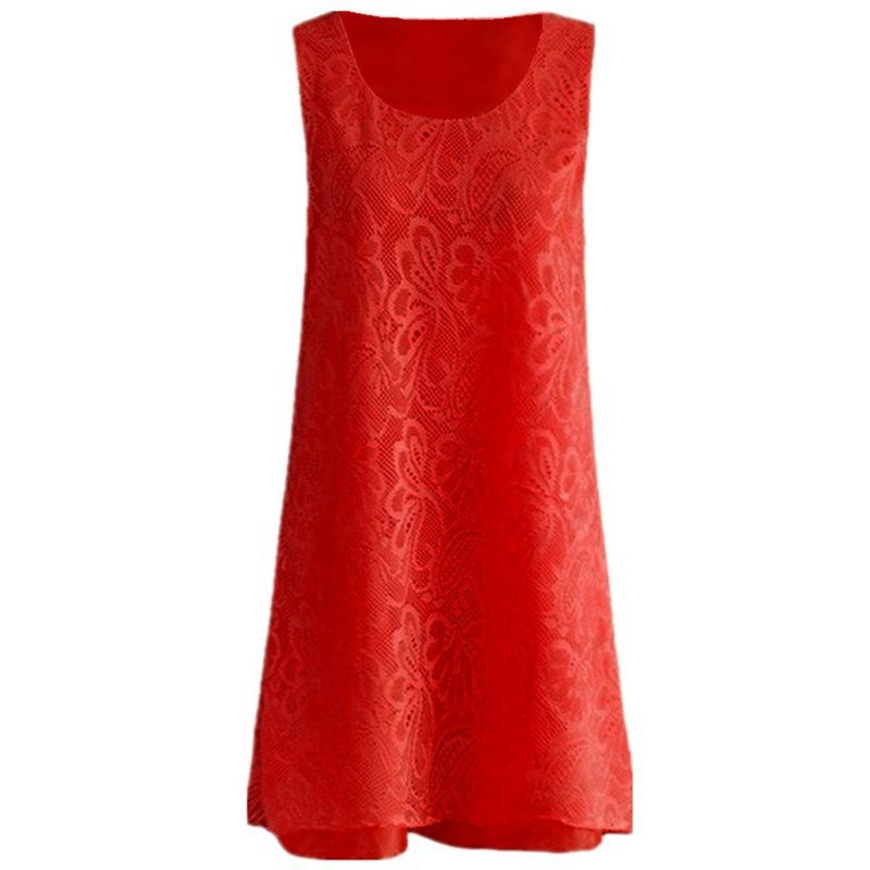 Summer Hot Women's Sleeveless Lace Double Layer Dress