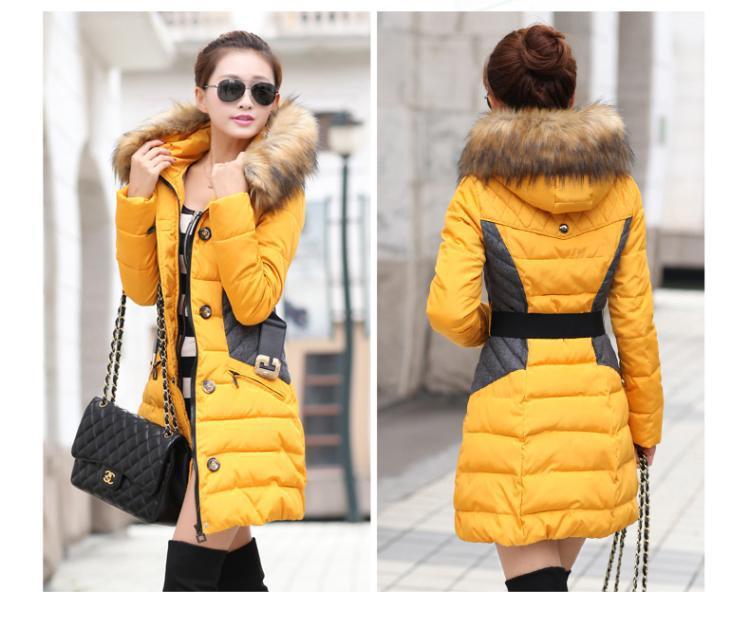 Women's coat winter clothes, long-length thickened cotton jacket, long-size cotton jacket, cap, Korean version, cotton suit wholesale