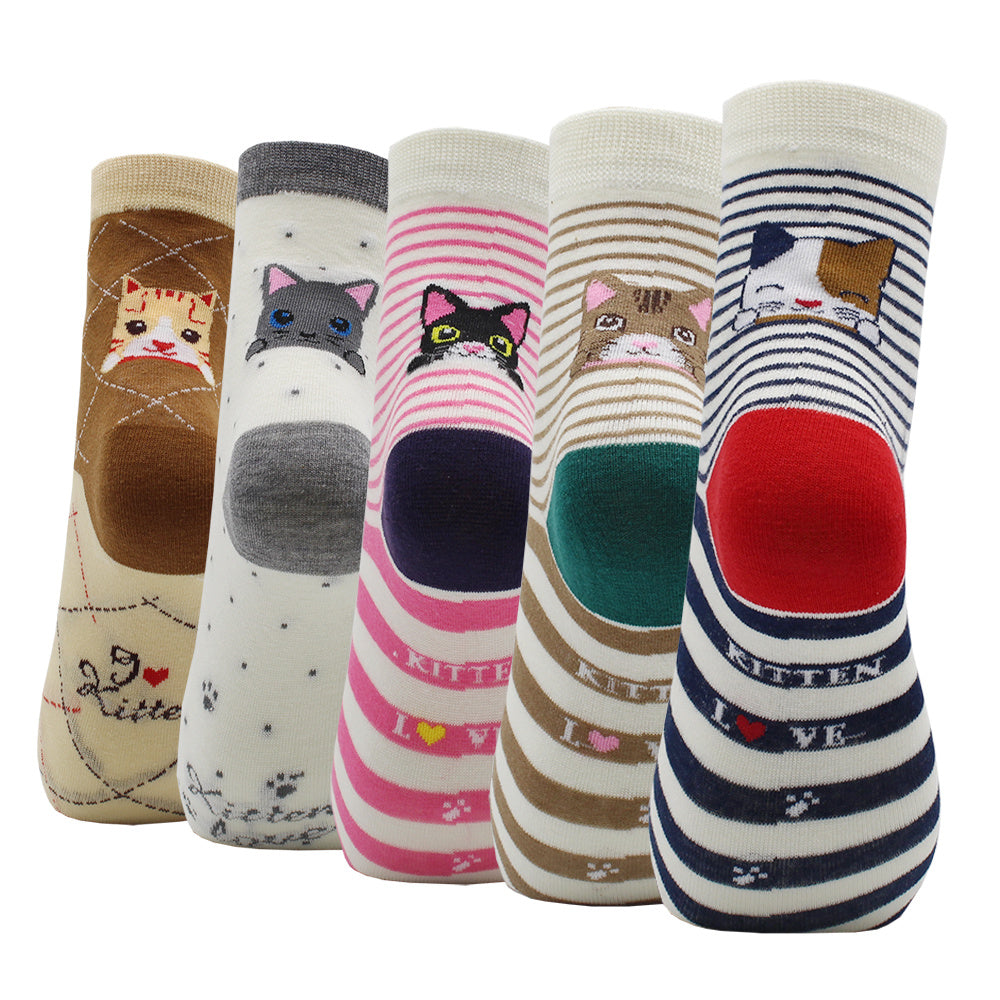 10 Pairs Fashion Colorful Kawaii Cute Cartoon Cotton Women Socks Harajuku Korean Halloween Cat Dog Owl Duck Fox Girl Socks