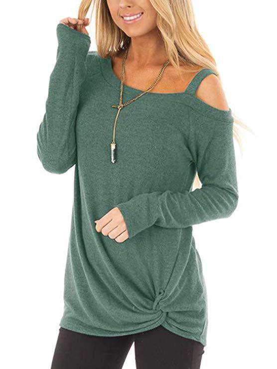 autumn and winter new long-sleeved stitching knotted solid color sweater