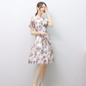 Summer New Long Floral Dress Female Fashion Casual Short-sleeved A Skirt