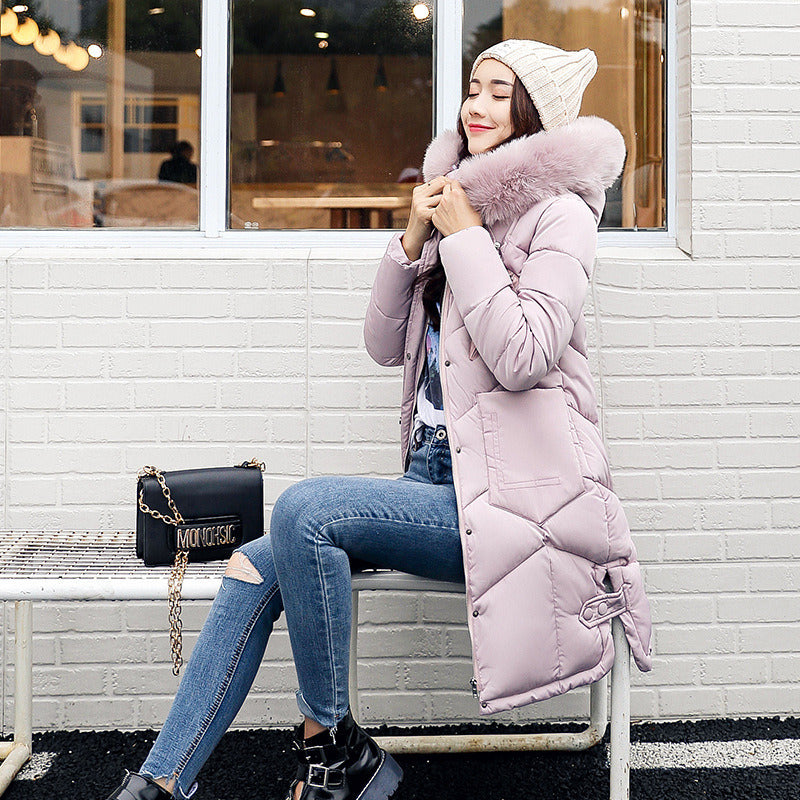 winter women hooded coat fur collar thicken warm long jacket female plus size 3XL outerwear parka ladies