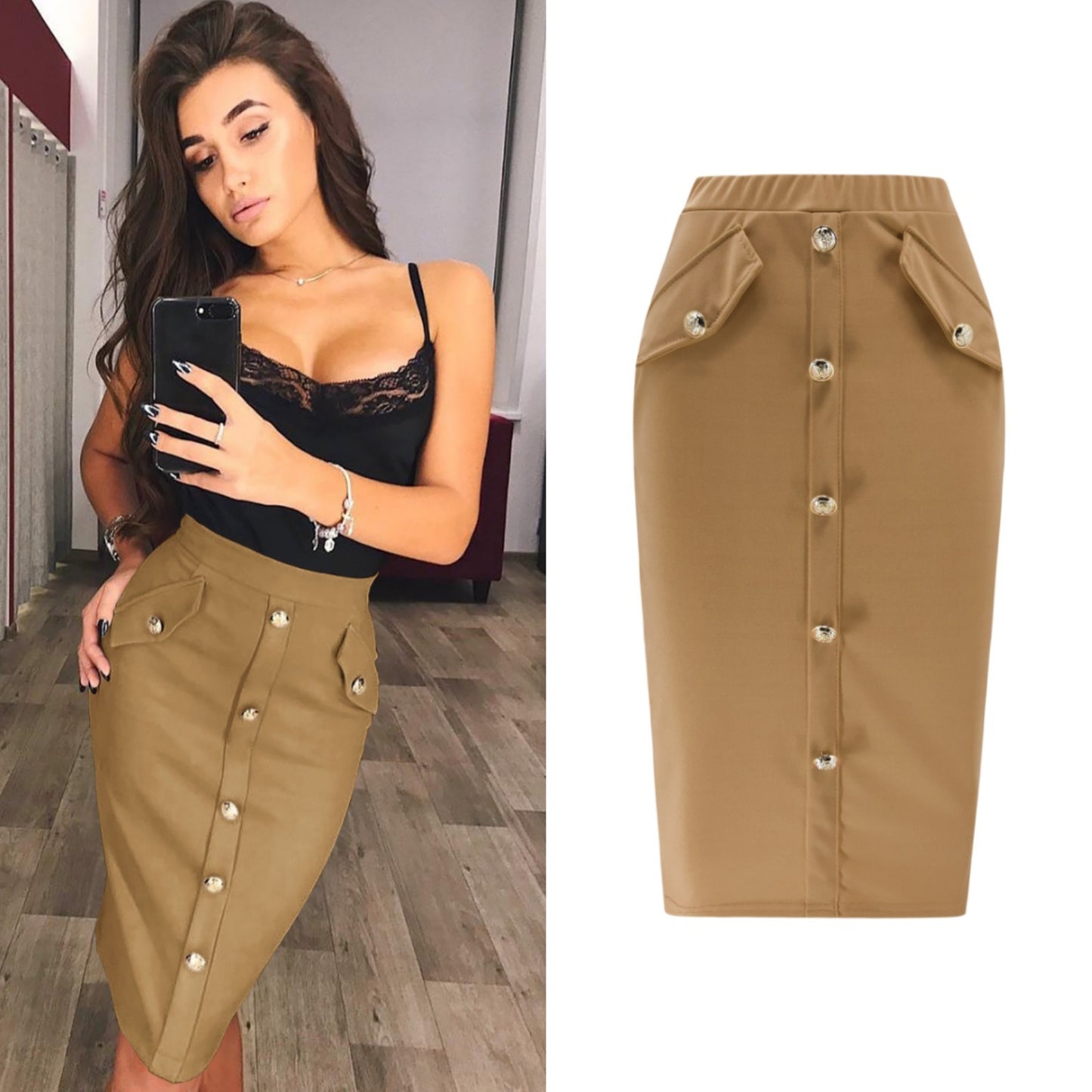 New Women's Hot Sale Bag Hip Thickening with Buckle Split Skirt