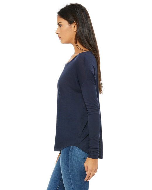 Ladies' Flowy Long-Sleeve T-Shirt with 2x1 Sleeves - MIDNIGHT - S