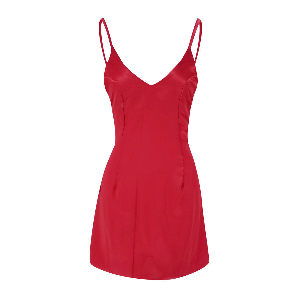 Summer Women's Sexy Sling Waist Zip Dress