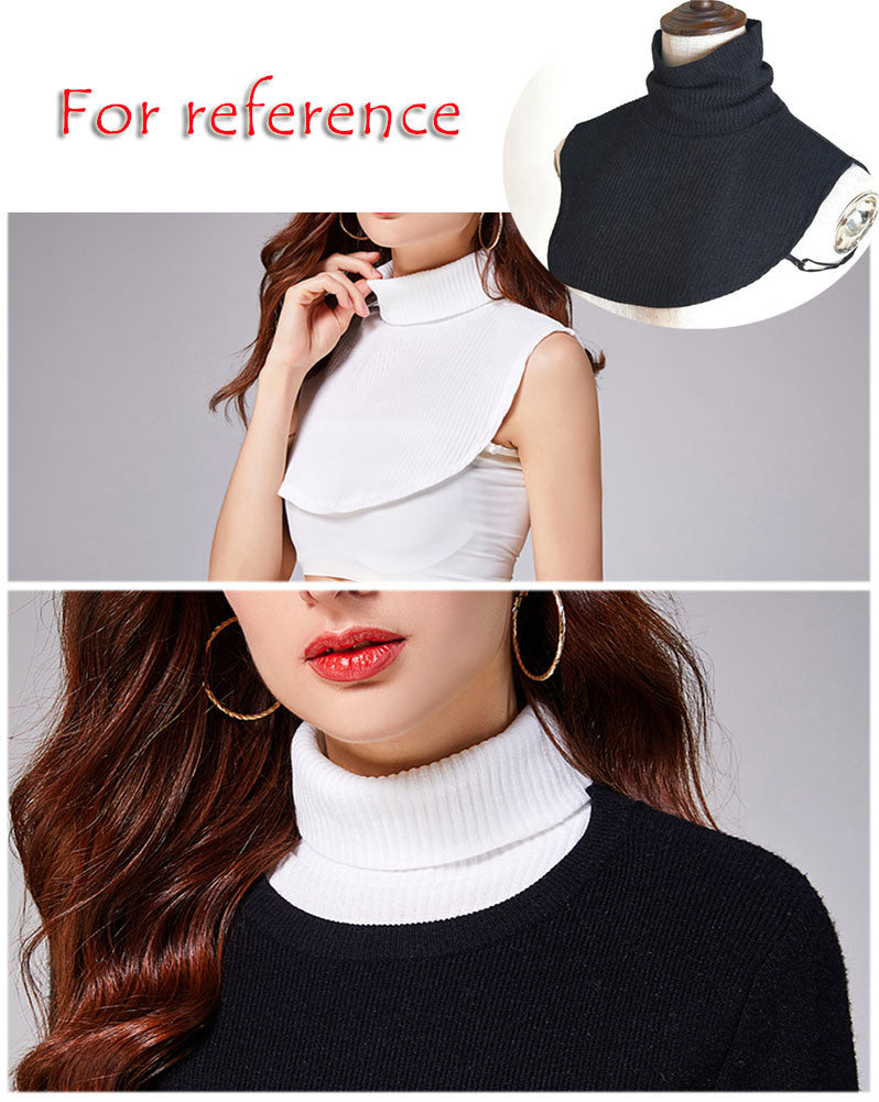 Womens Soft Turtleneck Dickey Knitted Fake Collar Grey Detachable Half Shirt Blouse