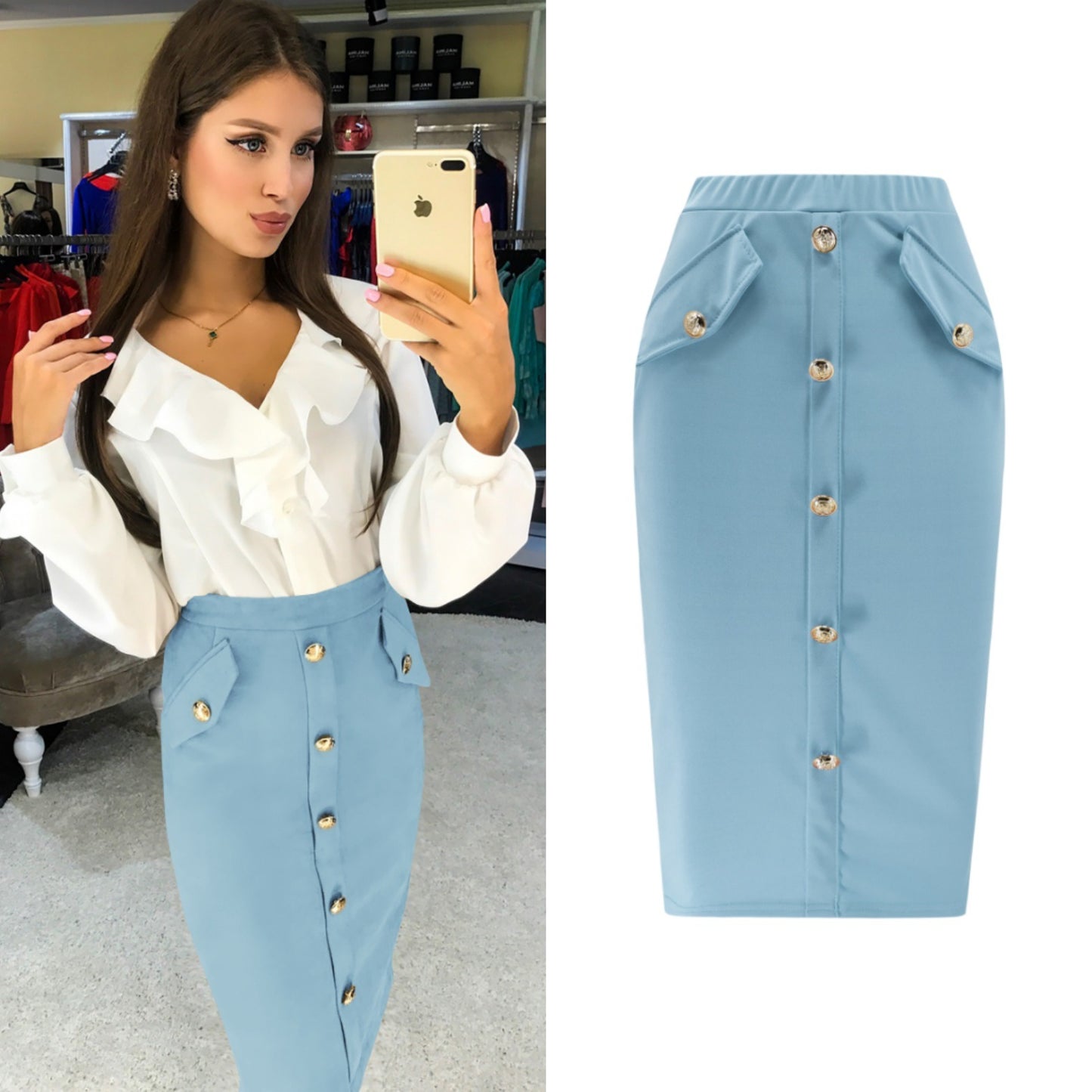 New Women's Hot Sale Bag Hip Thickening with Buckle Split Skirt