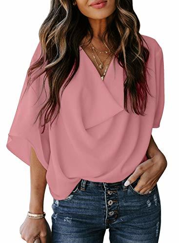 Womens Blouses and Tops Short Sleeve Chiffon Shirts and Tops