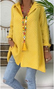 Spring and Summer Fashion Loose Women's Wave Point Printing Plus Size Shirt S-5XL