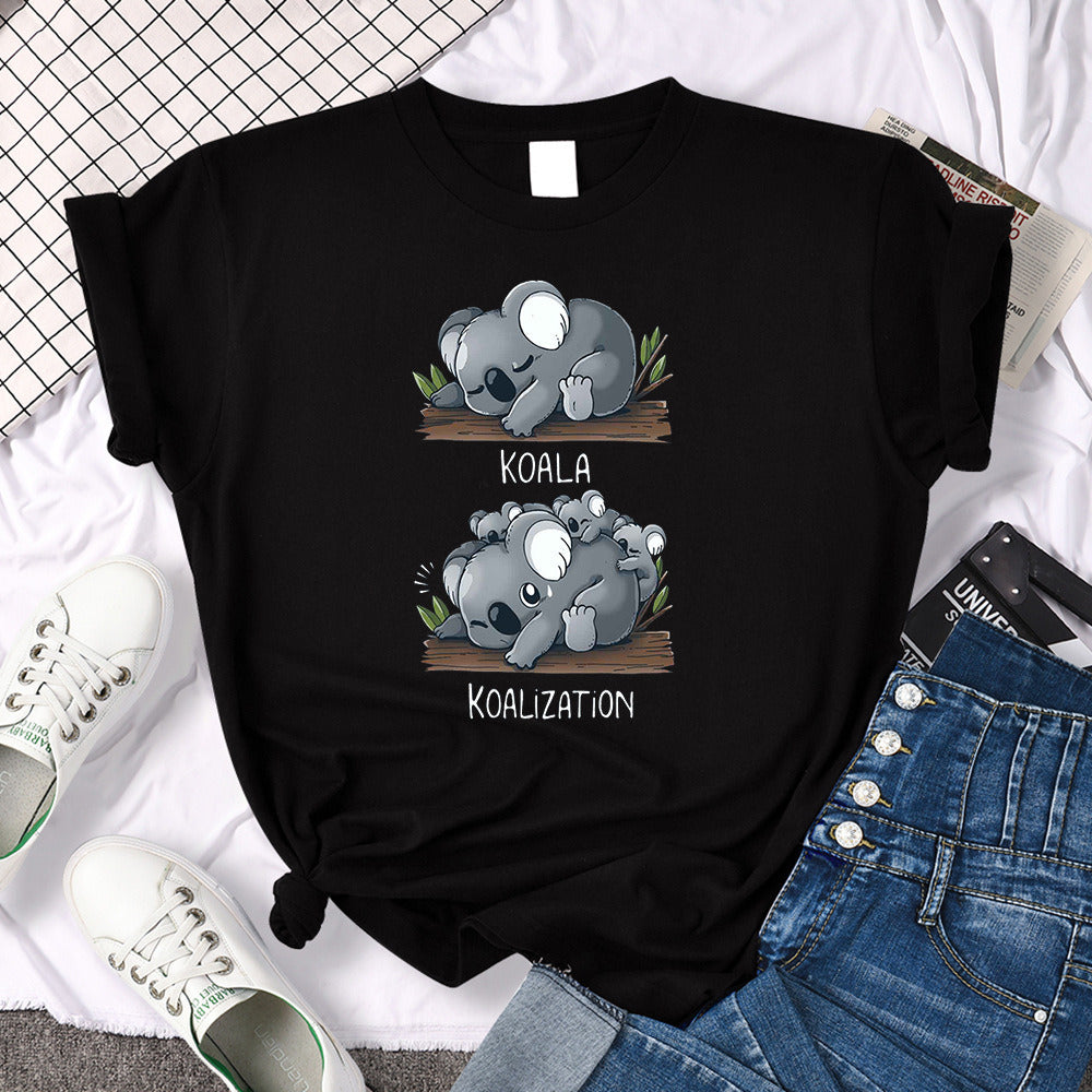 Cute T-Shirts Koala Have Baby Lovely Print T-shirts Womens Vintage Crewneck Women T Shirt Casual Style Short Sleeve Tops