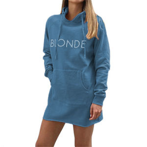 Hooded Sweater BLONDE Printed Pocket Dress Women's Clothing