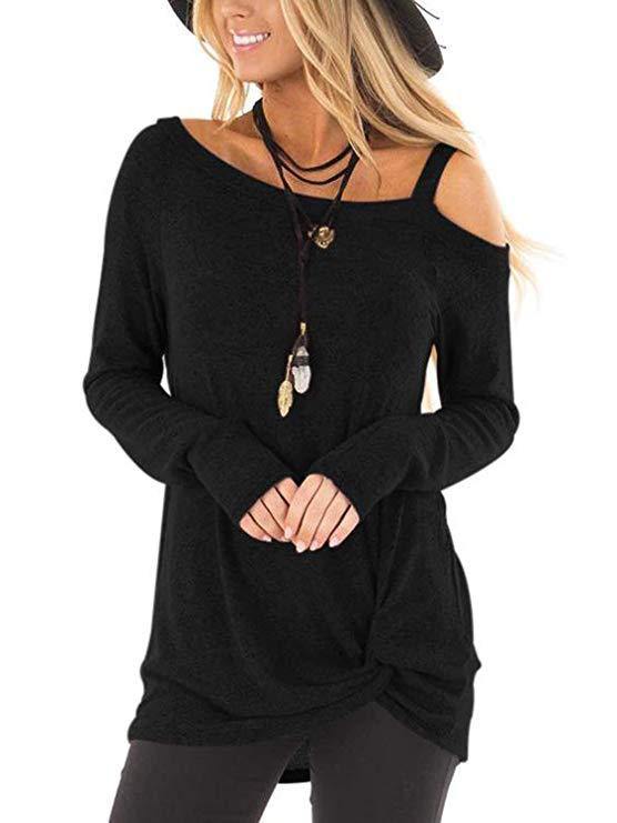 autumn and winter new long-sleeved stitching knotted solid color sweater