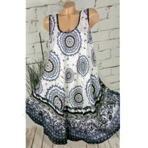 summer new women's loose sleeveless print dress