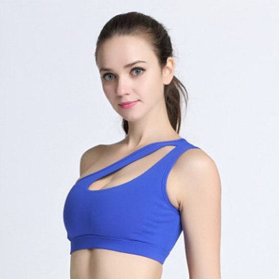 Women Sports Bra Sexy One Shoulder Solid Sports Bra Fitness Yoga Bras Gym Padded Sport Top Athletic Underwear Workout Running Clothing