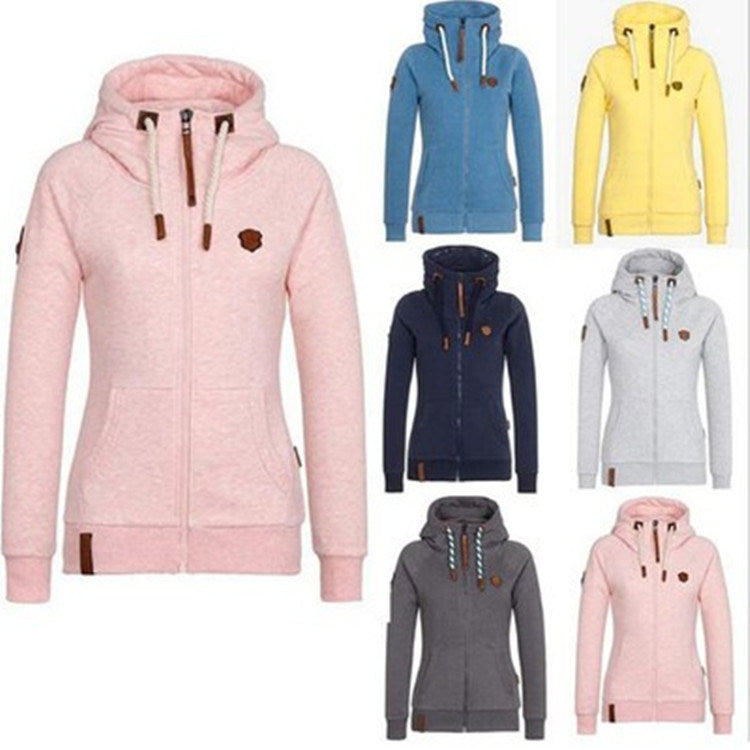 New New European and American autumn and winter hooded sweater coat female