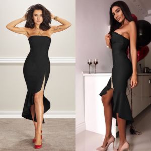 Spring and Summer Hot Tube Top Irregular Fishtail Dress