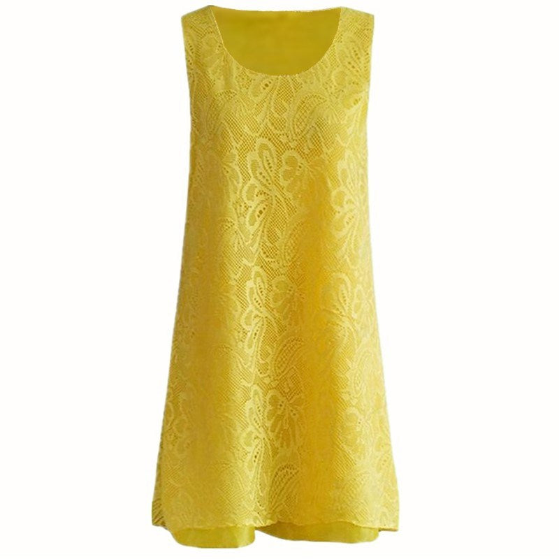 Summer Hot Women's Sleeveless Lace Double Layer Dress