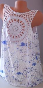 Women's Summer New Slim Thin Round Neck Back Large Lace Sleeveless Print T-Shirt