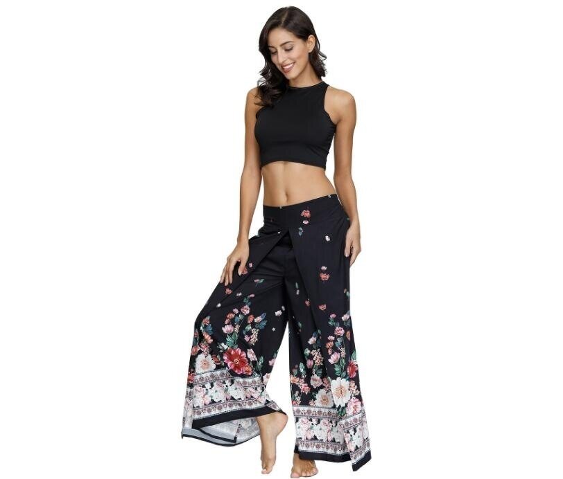 Women's Pants Elastic Waist Bohemian Hippie Gypsy Harem Palazzo Print Pants