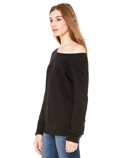 Ladies' Sponge Fleece Wide Neck Sweatshirt - DEEP HTHR/ BLACK - 2XL