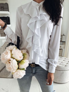 Women Casual Ruffle Tops Falbala Blouse Tops Daily Long Sleeves Shirt