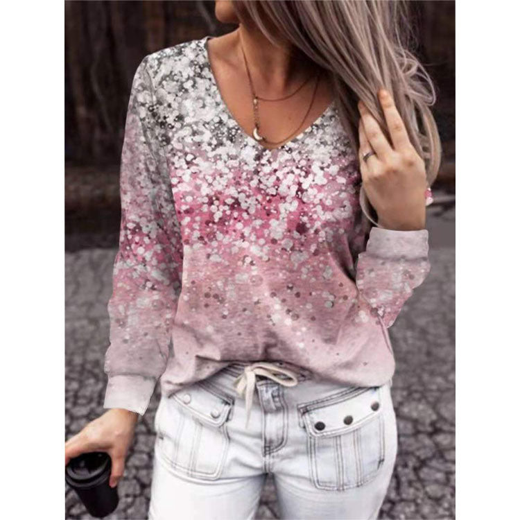 Fashion New Women's Tops Autumn and Winter Printed Floral Long Sleeve Blouse