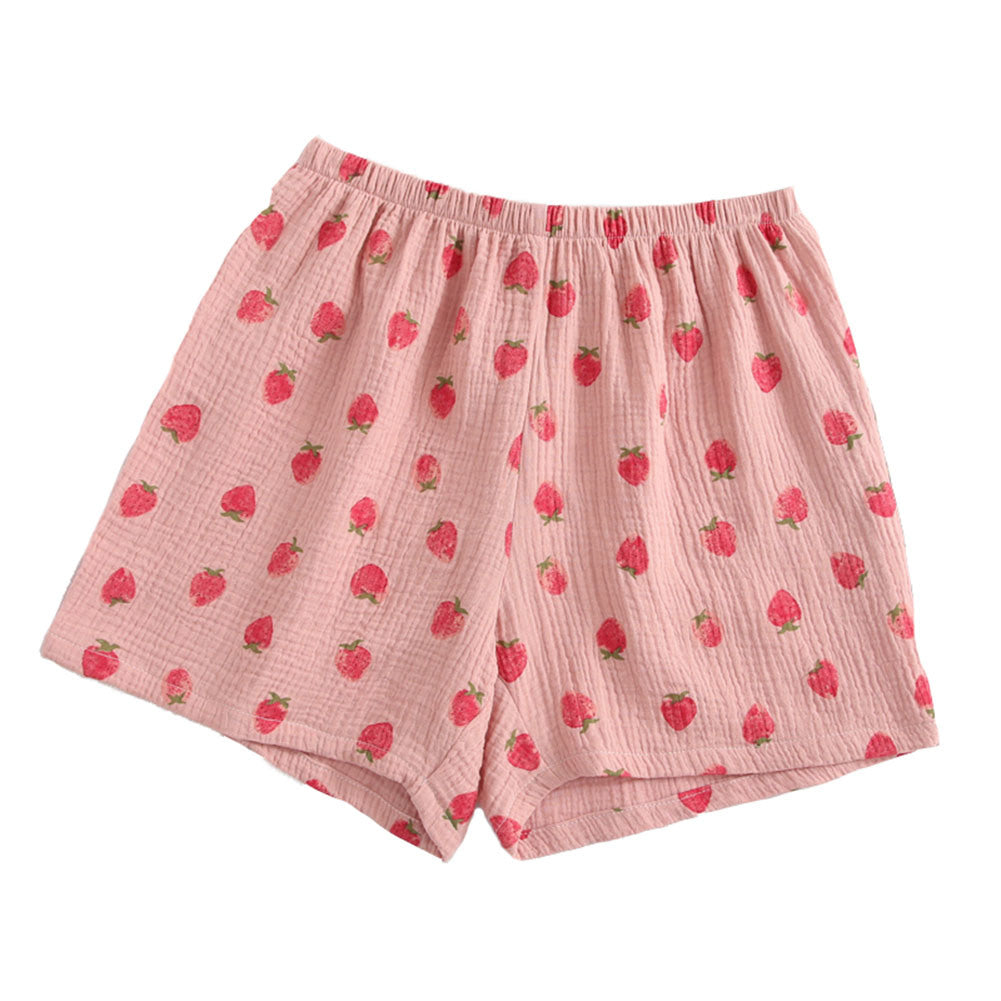 Cotton Loungewear Womens Pajama Bottoms Sleep Shorts for Summer - Strawberry