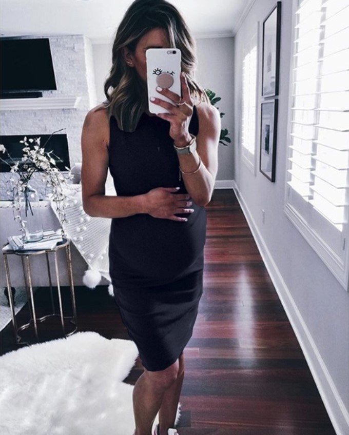 Sexy Maternity Dress Round Neck Pencil Skirt Dress