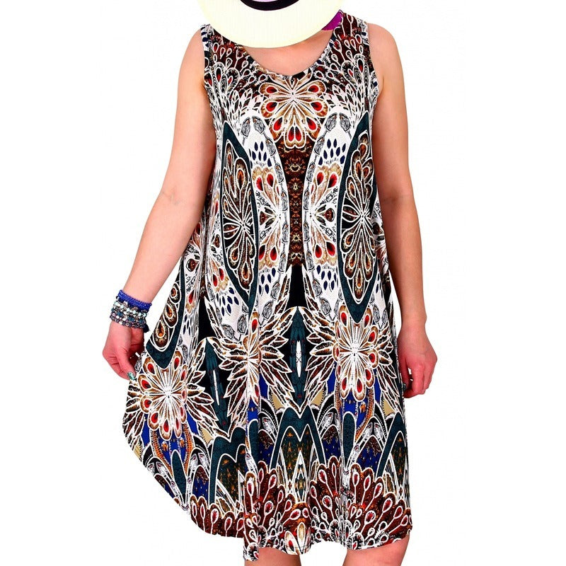 Summer Women's Color Print Sleeveless Dress