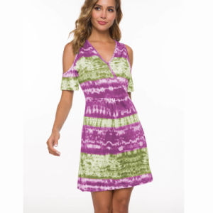 New Sexy Print Multicolor Tie Dyed Strapless Dress