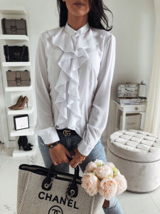 Women Casual Ruffle Tops Falbala Blouse Tops Daily Long Sleeves Shirt