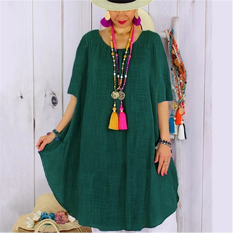 Autumn New Women's Loose Sleeves Irregular Dress