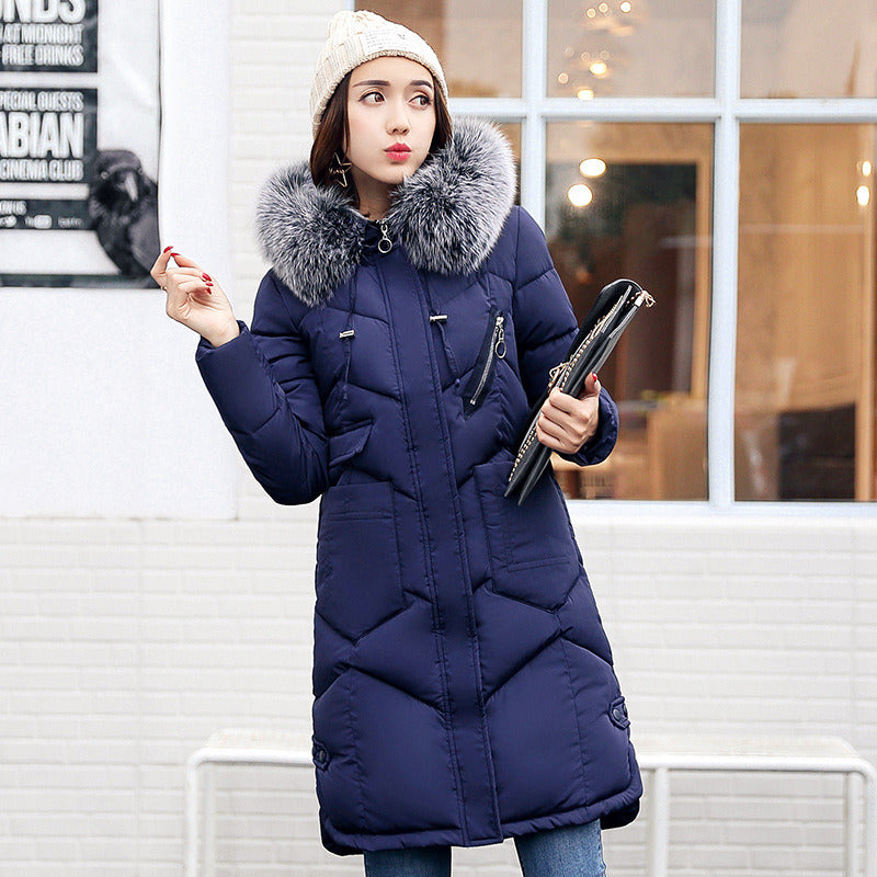 winter women hooded coat fur collar thicken warm long jacket female plus size 3XL outerwear parka ladies