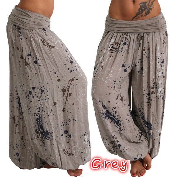 Summer New Digital Printing System Bandwidth Loose Leg Pants Women Casual Pants