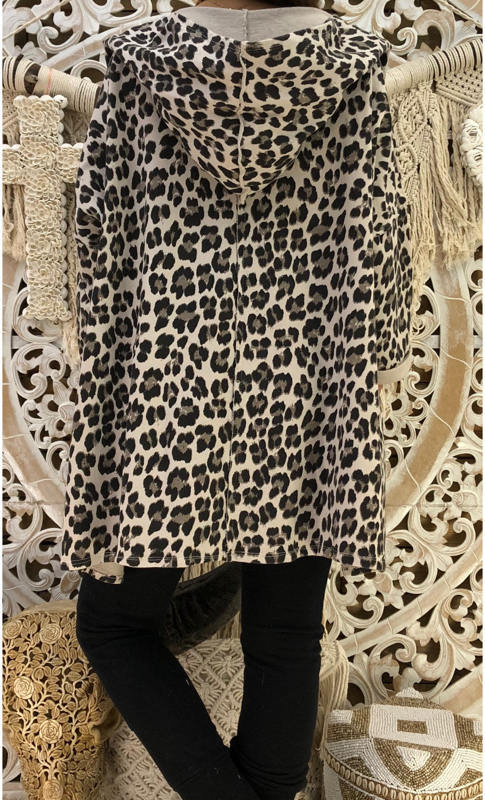 Fashion Autumn and Winter Coats Sexy Leopard Hooded Cardigan Print Jacket