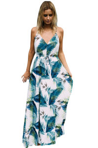 new women's Bohemian V-neck sling printed beach dress