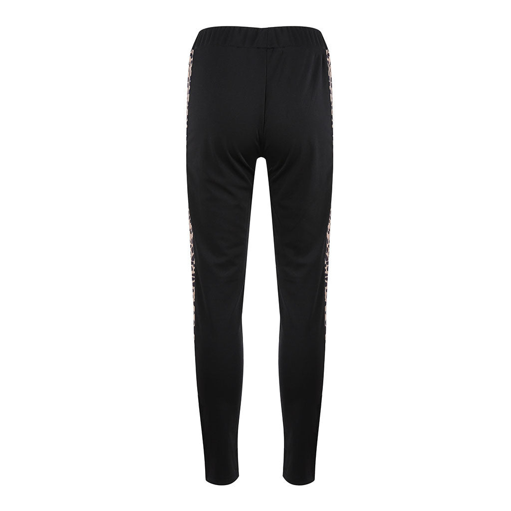 Casual lace wild leopard print to receive the waist to close the feet trousers women's clothing