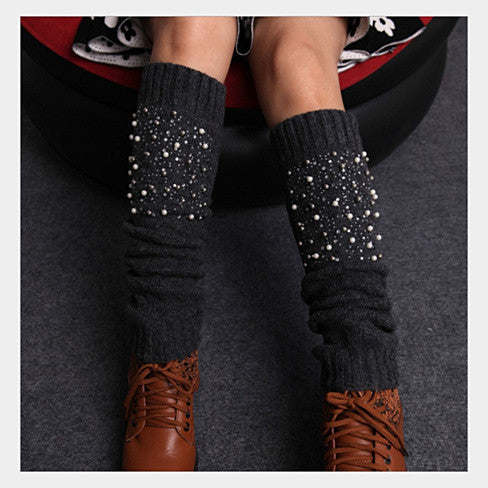 Miss Pearly Legs Leg Warmers With Pearls And Crystals