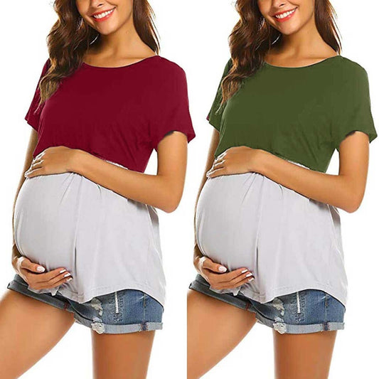 Women's Summer New Maternity Dress Casual Pregnant Women Shirt Breastfeeding T-shirt Maternity Wear