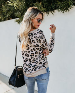 Autumn hot tops sexy round neck comfortable leopard print print tops