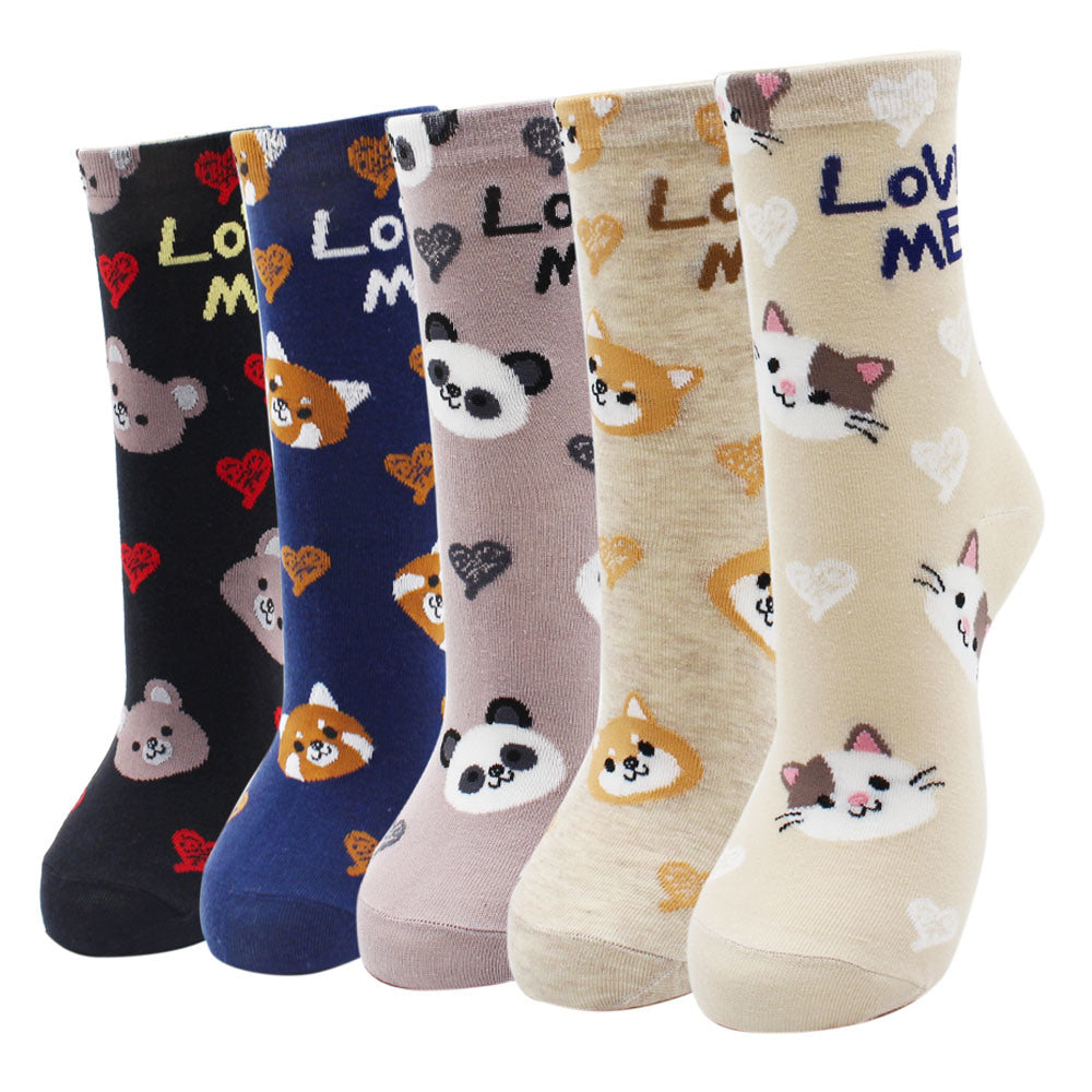 10 Pairs Fashion Colorful Kawaii Cute Cartoon Cotton Women Socks Harajuku Korean Halloween Cat Dog Owl Duck Fox Girl Socks