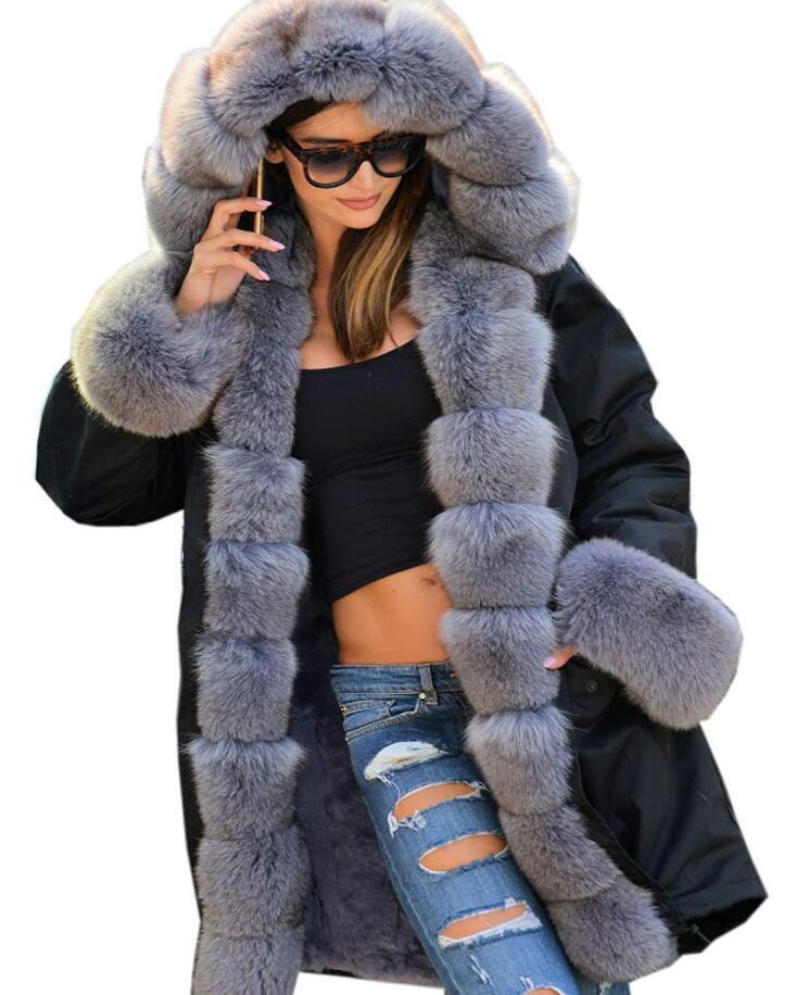 New Women Parka Casual Outwear Hooded Coat Fur Coats Manteau Female Woman Clothes Plus Size S-5XL