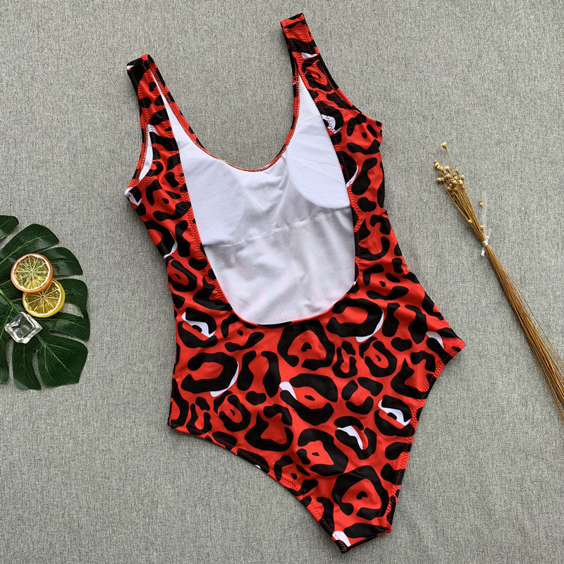 New Siamese Bikini Printed Swimsuit One-piece Open Back Swimsuit Bikini