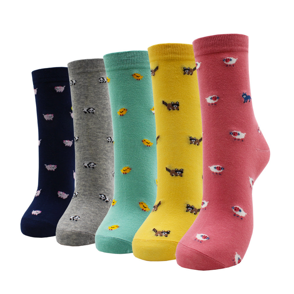 10 Pairs Fashion Colorful Kawaii Cute Cartoon Cotton Women Socks Harajuku Korean Halloween Cat Dog Owl Duck Fox Girl Socks